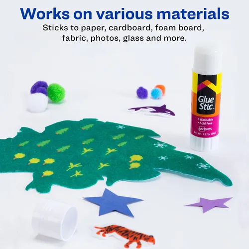 Vista 6 de Avery Glue Stic - Washable, Glue Sticks for Classroom, Crafting, and Office Use, 1.27 oz., Pack of 6, White (98073)