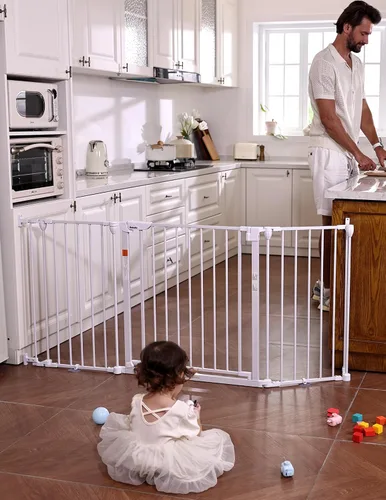 Vista 12 de Babelio Puerta de bebé extra ancha de 72 pulgadas, valla de perro de 30 pulgadas de alto con cierre automático para escaleras, puertas de cocina