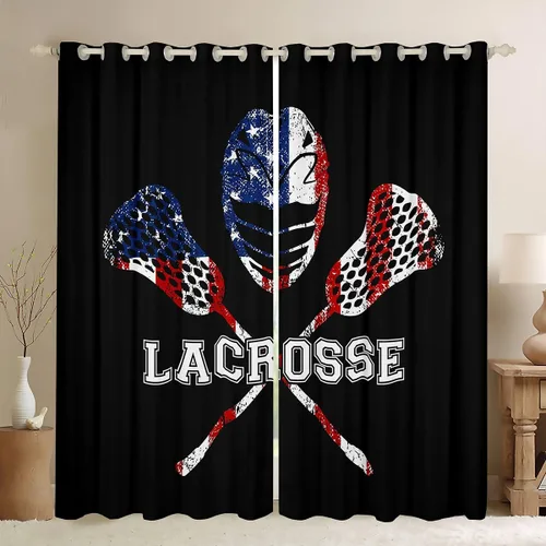 Vista 52 de Cortinas opacas de camuflaje con bandera estadounidense, regalo para niños, cortina de ventana de camuflaje verde con rayas negras, estrellas