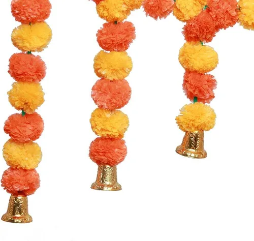 Vista 3 de Juego de guirnaldas de flores artificiales Toran para colgar en la puerta, juego de guirnaldas de flores esponjosas para puerta, bandanwar