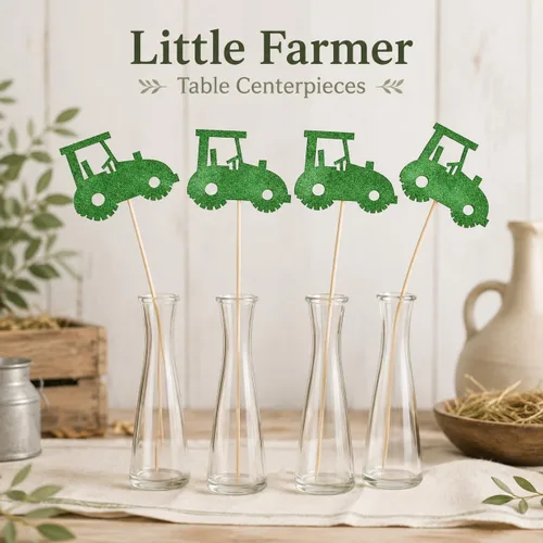 Vista 8 de Palitos de centro de mesa de tractor, paquete de 12 decoraciones de mesa de doble cara para cumpleaños, baby shower