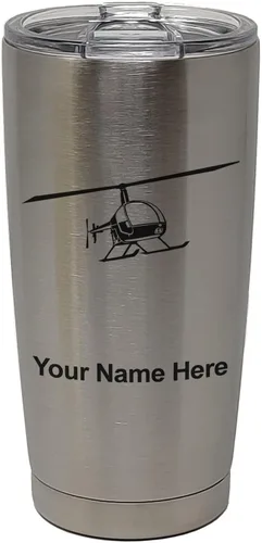 Vista 11 de LaserGram Vaso aislado al vacío de 20 onzas, helicóptero 2, grabado personalizado incluido (negro)