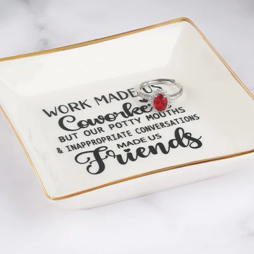 Vista 7 de Piudee Regalos para compañeros de trabajo para mujeres, plato de joyería de trabajo y amigos, regalo de agradecimiento para compañeros de trabajo