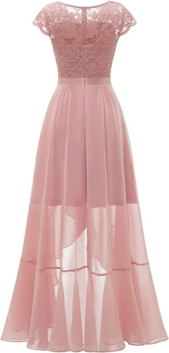 Vista 6 de Daisyaner Vestido largo formal de encaje floral para mujer con cuello en V vestido elegante para fiesta de noche vestido de graduación