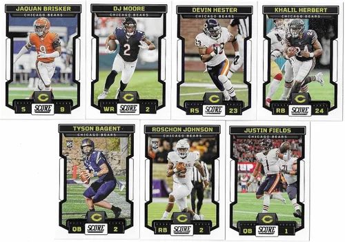 Vista 2 de Juego de 15 cartas de fútbol Panini Score Chicago Bears 2023 con novatos reclutados, incluye Tyson Bagent Rc