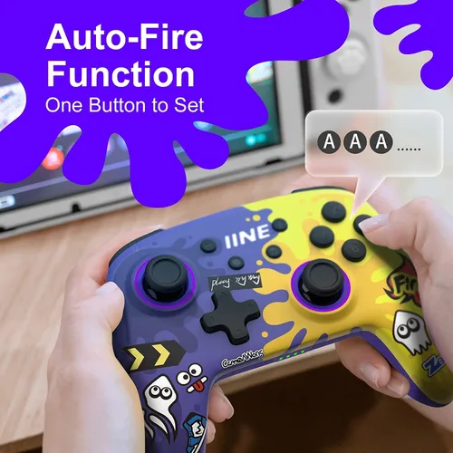Vista 8 de IINE Wireless Game controller Amiibo for Nintendo Switch, Graffiti Gamepad Compatible with SwitchOled, Wake Up, Vibration and TURBO Function