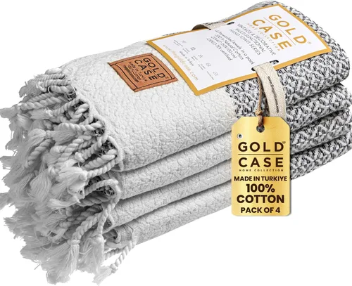 Vista 21 de Gold CASE - Juego de 4 Toallas de Mano Turcas para Baño, 20 x 40 pulgadas, Toallas de Baño 100% Algodón, Toalla Pequeña de Cocina Aphrodite