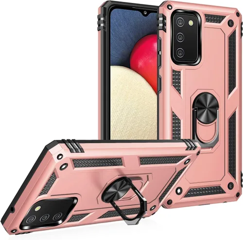 Vista 10 de Dionsibei Carcasa de grado militar para Samsung Galaxy A02S, anillo giratorio de metal 360, soporte de soporte, armadura, resistente, a prueba