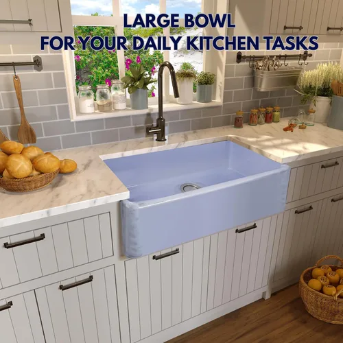 Vista 6 de Nantucket Sinks FCFS3320S-ShabbySugar - Fregadero de arcilla refractaria de 33 pulgadas