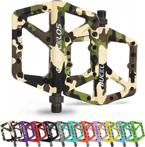 Vista 7 de BUCKLOS Pedales de Bicicleta de Montaña MTB Pedales Planos, Bicicleta de Carretera para Adultos Plataforma Grande Pedal Antideslizante de Nylon