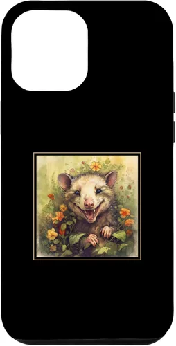 Vista 6 de iPhone 14 Zarigüeya Jardín Flores Pintura Mascota Mamá Papá Caso