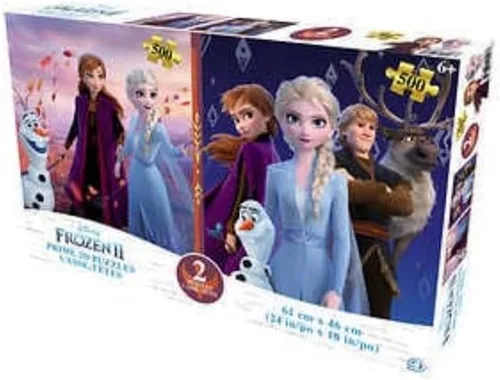 Vista 2 de Frozenn 2 rompecabezas lenticulares 3D - Paquete doble de 500 piezas, novedad, regalo, coleccionable