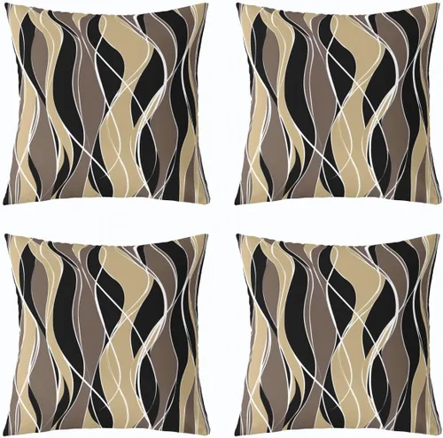 Vista 14 de Juego de 4 fundas de almohada geométricas a rayas de 16 x 16 pulgadas, fundas de almohada geométricas de rayas rojas, negras y grises para sofá