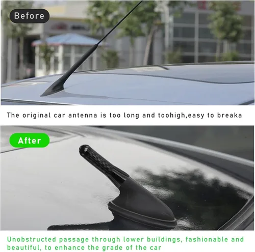 Vista 5 de Dickno Antena corta para automóvil, antena de radio de aluminio de 1.37 pulgadas, repuesto de mástil, antena de recepción de radio AM/FM automática
