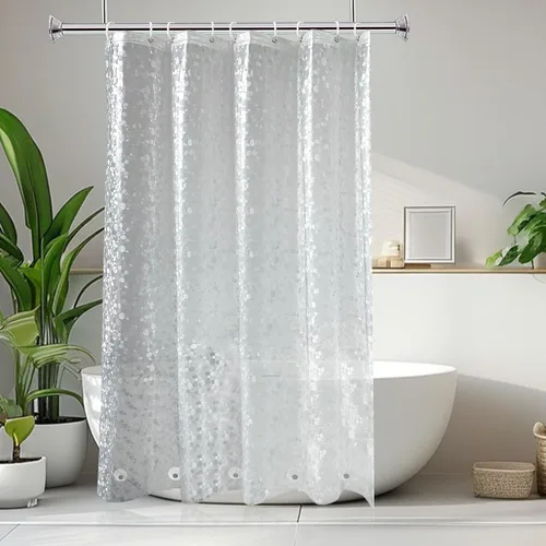 Vista 24 de AooHome Eva - Forro de ducha pequeño de 36 x 72 pulgadas, cortina de baño transparente de calibre 8 con ganchos, imanes inferiores, impermeable