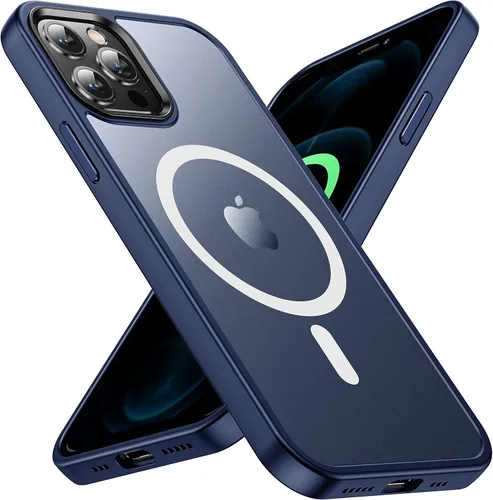 Vista 12 de Funda magnética para iPhone 12 Pro Max [protección militar contra caídas] [compatible con MagSafe], antihuellas, a prueba de golpes, translúcida