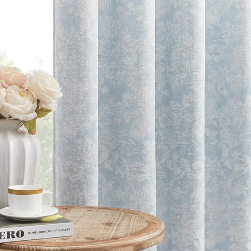 Vista 16 de Beauoop - Cortinas opacas beige con diseño floral jacquard, 2 paneles, para dormitorio/sala, de felpilla, gris pardo, aislantes y a prueba de ruido