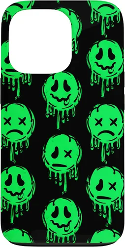 Vista 10 de Melting Happy Face Smile Trippy Sad Face Graffiti Green Case for iPhone 17