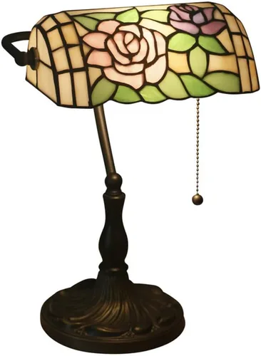 Vista 9 de Baroque Stained Glass Deskp with Pull Cswitch Style Bankerp for Liviroom Office Bedroom Antzinc Base Traditional Tablep for Bedside or Desk Use/I