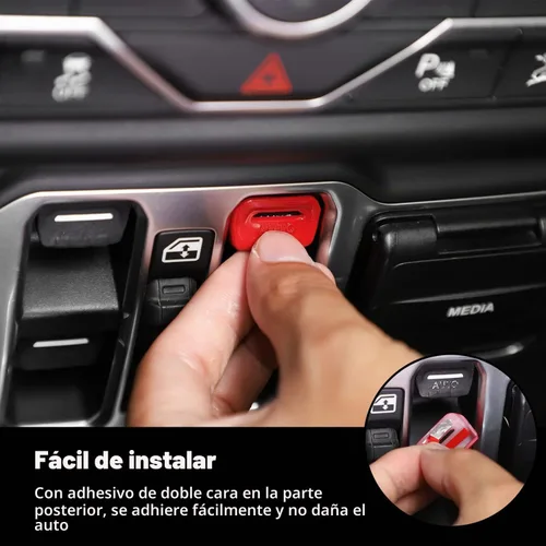Vista 5 de RT-TCZ - Cubierta decorativa para interruptor de botón de ventana de consola central, accesorios interiores compatibles con Jeep Wrangler JL JLU