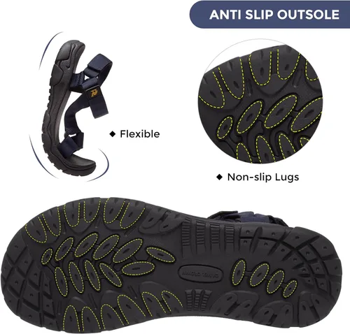 Vista 4 de CAMELSPORTS Sandalias de senderismo para hombre con puntera abierta, sandalias de playa impermeables, sandalias deportivas para caminar atlético