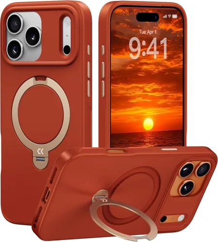 Vista 31 de CASEKOO Funda negra para iPhone 17 con soporte magnético giratorio de 360 grados