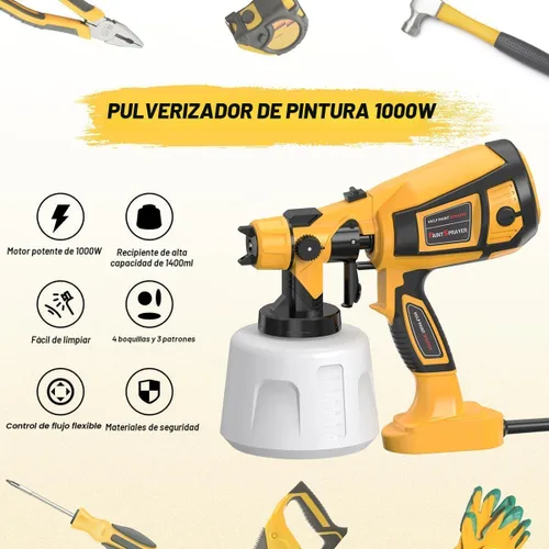 Vista 7 de Herramienta pulverizadora de pintura 1000 W de alta potencia eléctrica pistola de pintura en aerosol fácil de limpiar para muebles gabinetes casa