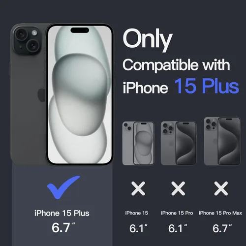 Vista 2 de JETech - Funda para iPhone 15 Plus de 17 cm, cubierta a prueba de golpes sin amarillamiento, parte trasera transparente antiarañazos (negro)