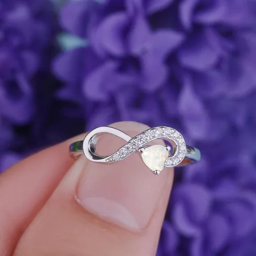 Vista 4 de Anillo Jo Wisdomo de compromiso. de plata esterlina, con corazón e infinito, anillo de amistad, para ella