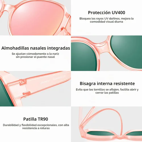 Vista 3 de URUMQI Lentes de sol de gran tamaño que se ajustan sobre gafas para mujer, persianas cuadradas polarizadas con protección UV400, lentes de sol