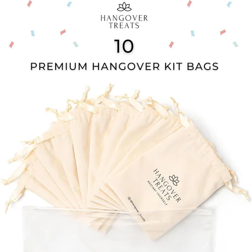 Vista 2 de Bolsas de alta calidad para kit de resaca – 10 bolsas de terciopelo con cordón – Ideal para suministros de kit de resaca de despedida de soltera