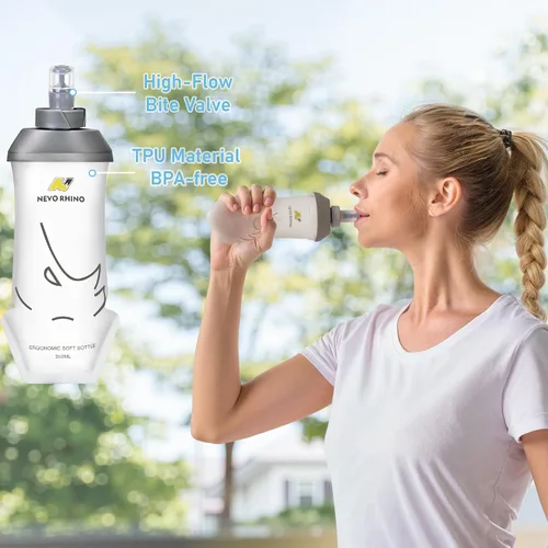Vista 7 de Chaleco para correr con Botella Blanda de 350 ML de TPU, Chaleco Pequeño de Agua para Correr - Correas de Pecho Ajustables, Chaleco Ligero