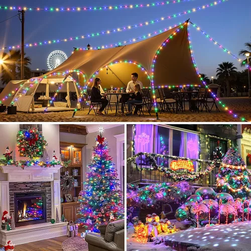 Vista 7 de Mlambert - Luces de Navidad de 1050 LED, 344 pies, luces de hadas impermeables para exteriores con control remoto, 8 modos, iluminación