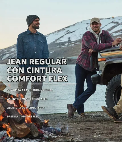 Vista 4 de Wrangler Authentics - Jeans clásicos de ajuste regular con 5 bolsillos Flex para hombre Negro