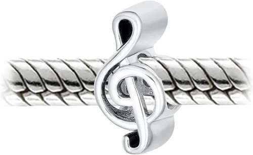 Vista 6 de Bling Jewelry Musician Pianist Keys Music Student Grand Piano Rock Star Electric Guitar Bead Charm For Women Teen Oxidized .925 Sterling Silver Fits