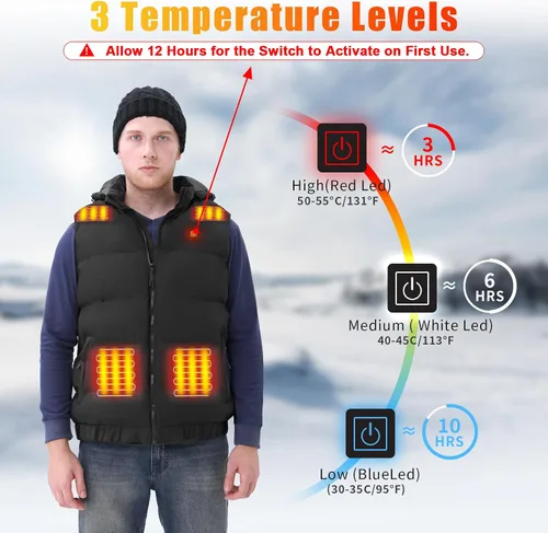 Vista 3 de Rrtizan Chaleco térmico para hombre, chaqueta térmica ligera, chaleco térmico para hombre para senderismoinvierno