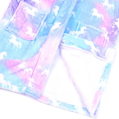 Vista 5 de QPANCY Bata de baño para niñas, suave felpa de forro polar, ropa de dormir