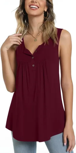 Vista 2 de POPYOUNG Camisetas sin mangas de verano Henley con botones
