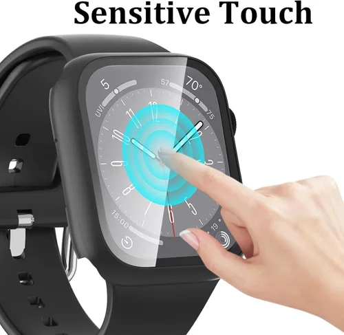 Vista 4 de Paquete de 6 fundas con protector de pantalla de cristal templado compatibles con Apple Watch Series SE, 6, 5, 4, cubierta protectora dura