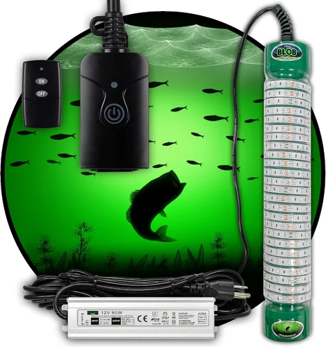 Vista 9 de Green Blob Outdoors Nueva Luz de Pesca Submarina de 110 Voltios para Muelles, LED con Temporizador de Fotocélula y Control Remoto, Luz Atrayente