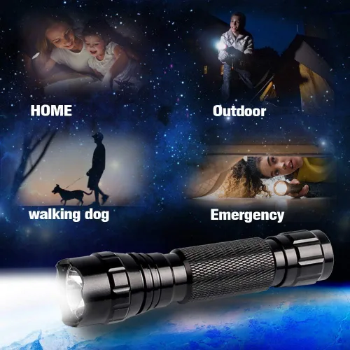 Vista 2 de Linterna táctica recargable súper brillante LED de 2000 lúmenes, luz de arma monomodo, impermeable, linterna de caza de mano, linterna