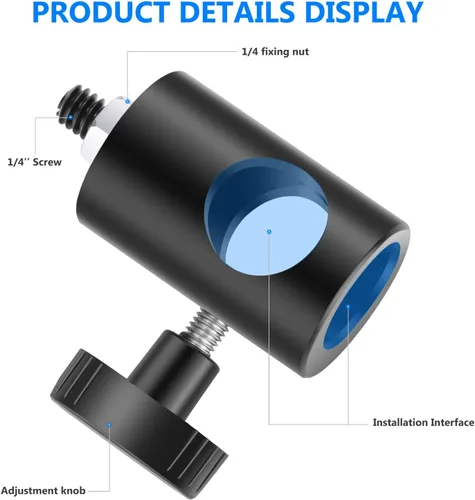 Vista 5 de NEEWER Adaptador rápido convertidor con tornillo de 1/4 de pulgada, paquete de 2 adaptadores de punta de soporte de luz multifuncionales, se adapta
