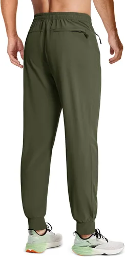 Vista 2 de MAGCOMSEN Pantalones deportivos para hombre con bolsillos con cremallera, pantalones deportivos ligeros para senderismo, correr, entrenamiento