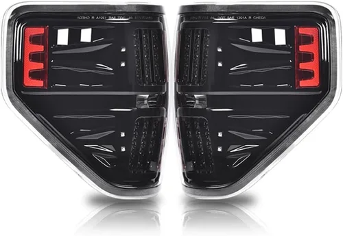 Vista 18 de PIT66 Luces Traseras, Compatible con Ford F150 2009 2010 2011 2012 2013 2014 Pickup SVT, Lente Negro, Acabado Cromado, Juego de Lámparas Traseras 1