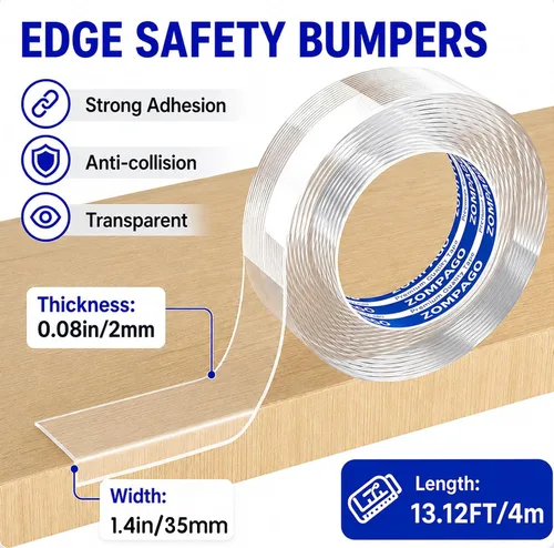 Vista 2 de ZOMPAGO Tira protectora de bordes a prueba de esquinas para bebés, 1 rollo 13.1 ft