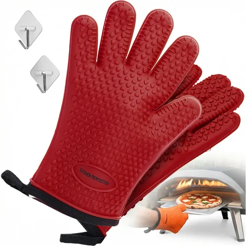 Vista 11 de KITCHEN PERFECTION Guantes de silicona para horno de pizza, guantes extremadamente resistentes al calor para hornos de pizza al aire libre e
