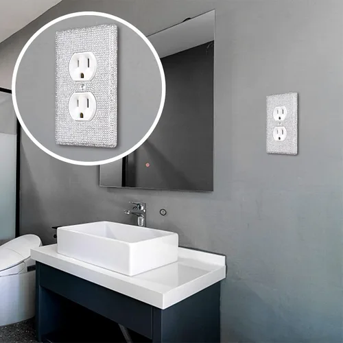 Vista 6 de 2 piezas de diamantes de imitación brillantes para placa de pared, cubierta de interruptor de luz brillante, cubierta de placa de pared de diamante