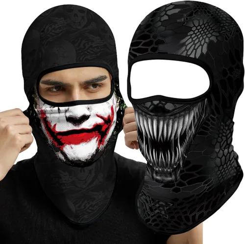 Vista 18 de Pasamontañas 3D, máscara de cara completa, resistente al viento, máscara de esquí con calavera táctica para motocicleta, ciclismo, Halloween