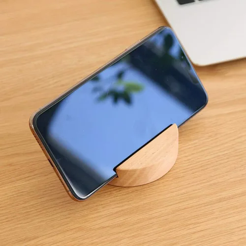 Vista 6 de Cabilock Soporte de madera para teléfono móvil, base redonda, soporte de escritorio para teléfono celular, compatible con teléfonos inteligentes