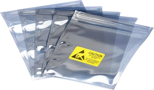 Vista 7 de Bolsas antiestáticas de blindaje ESD resellables con etiquetas, [para dispositivos electrónicos, GPU, disco duro, SSD, placa base, HDD], 12 x 16